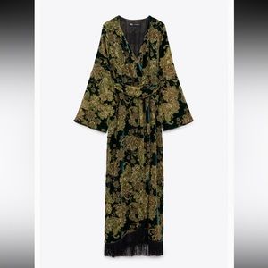 Zara fringed velvet dress